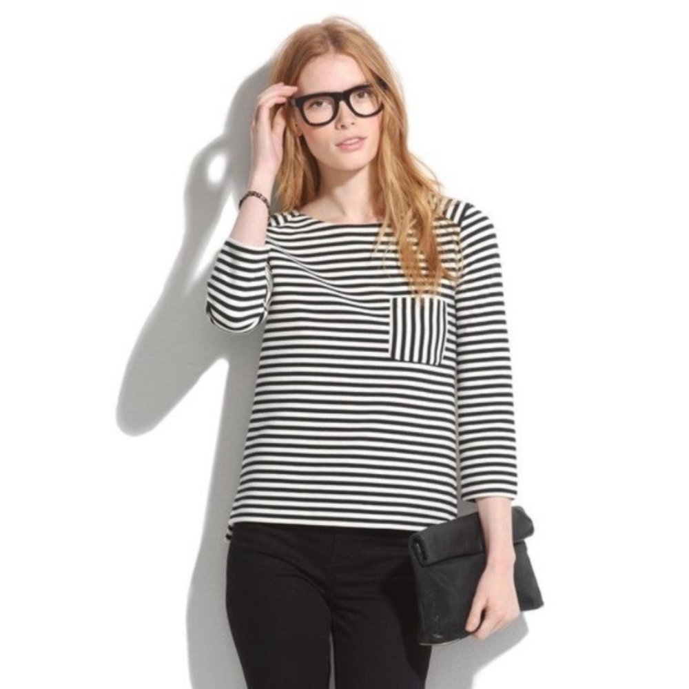Madewell Black and White Striped Top